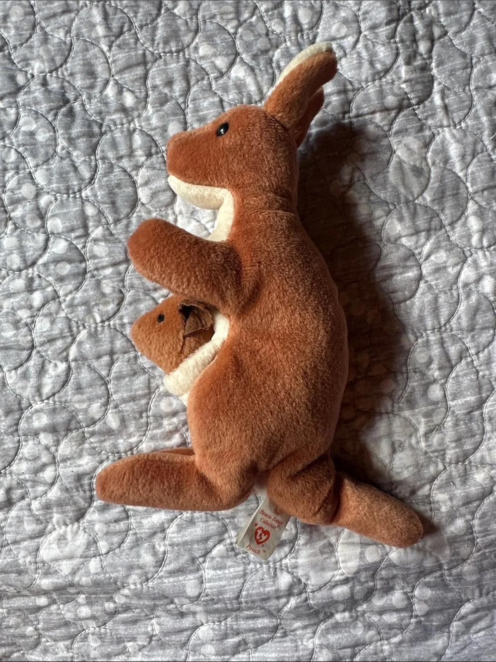 Ty Beanie Baby “Pouch” Brown Kangaroo with Joey Plush